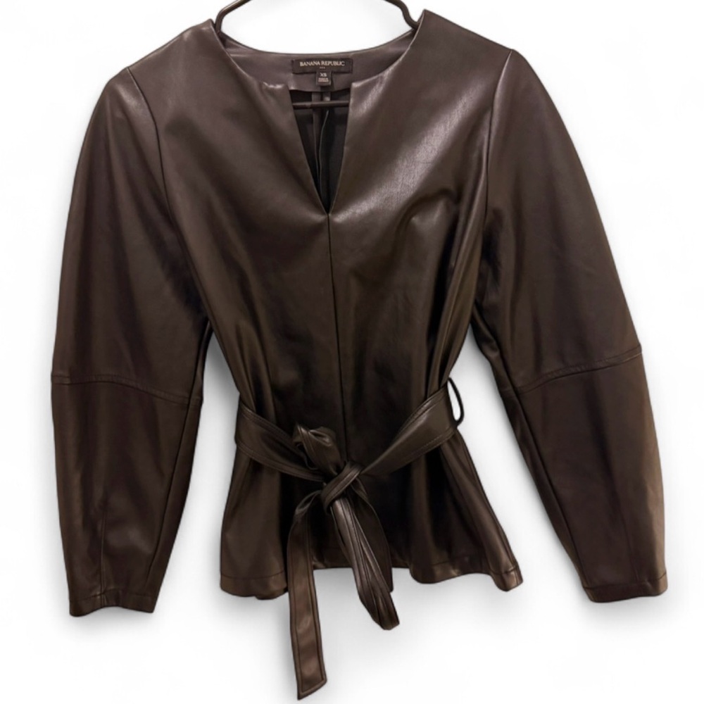 Banana Republic Vegan Leather Belted Top
